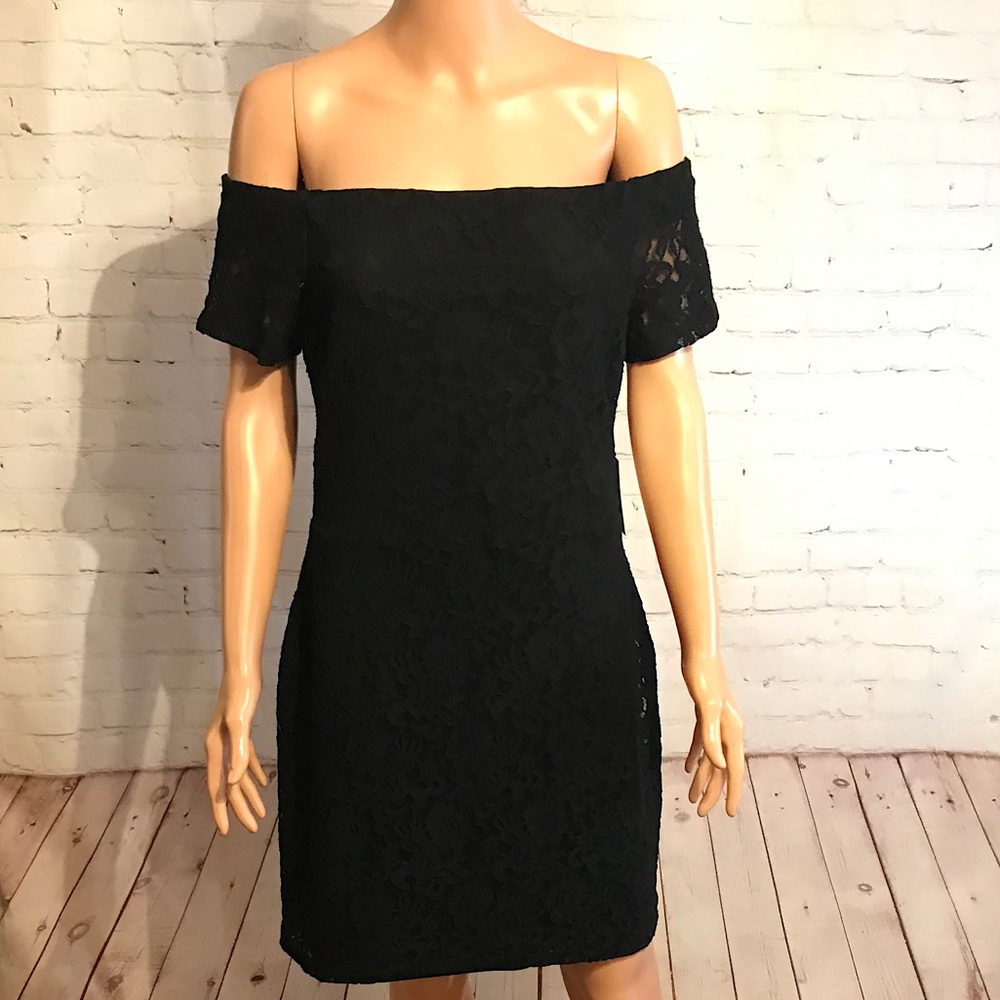 1.State off the shoulder black lace dress NWT size large